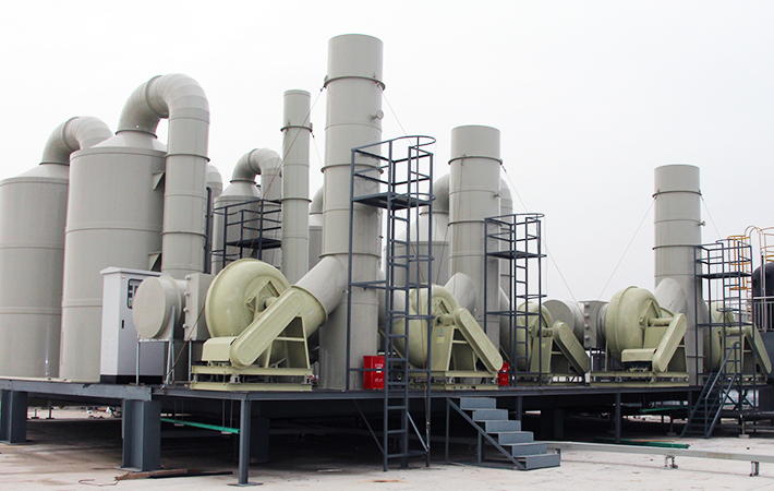 A certain pharmaceutical company is using Wantong acid mist scrubbers and FRP anti-corrosion fans for the towers