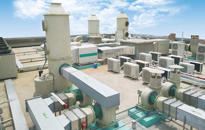A certain printing factory uses FRP centrifugal fans and exhaust towers